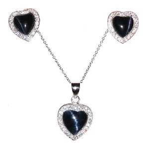Black Heart Necklace and Earring Set